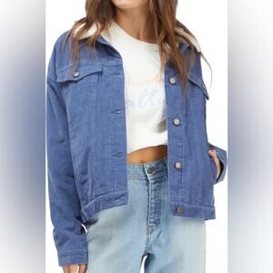 Roxy Fortune Future Corduroy Trucker Jacket Fleece Lined NWT